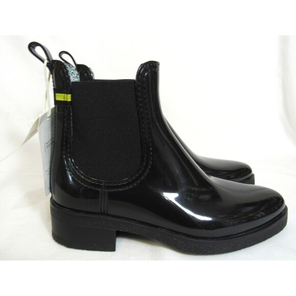 Lemon Jelly Black Vegan Chelsea Rain Booties Size 8 /38 NWT - Picture 1 of 8